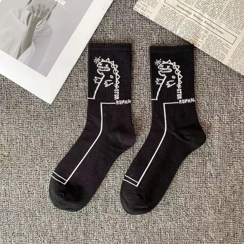 

Hip Hop Socks Mens Sport Cotton Sock Black White Color Animal Print Socks Streetwear Casual Skateboard Sock Unisex Harajuku