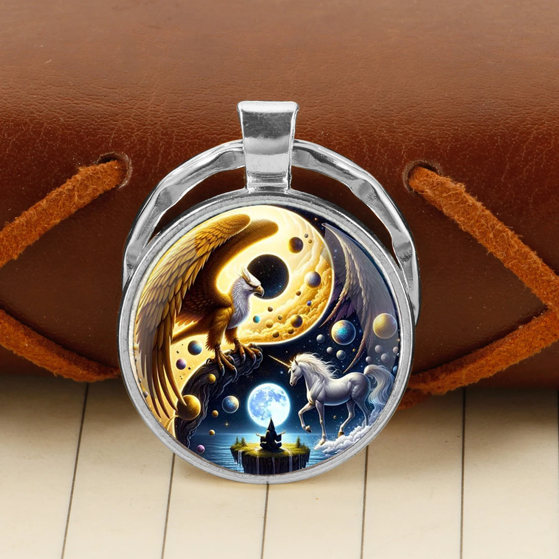 Дизайнерский металлический брелок для ключей Yang eagle and Yin horse мужчин и женщин