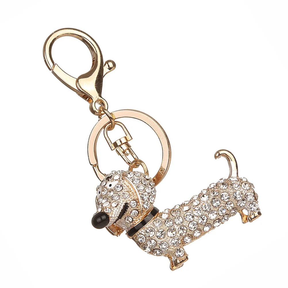 

Keychain Key Women Chain Dachshund Dog Keychains Ringscharms Car Bling Ring Rhinestone Keyrings Decor Puppy Personalised Handbag