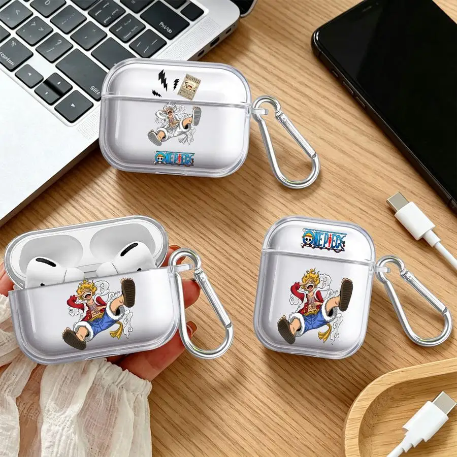 Фото Чехол для Airpods 2 Pro3 Pro2 4 3 1 Pro, прозрачные чехлы для наушников, чехол в стиле аниме One-Pieces Luffys №1