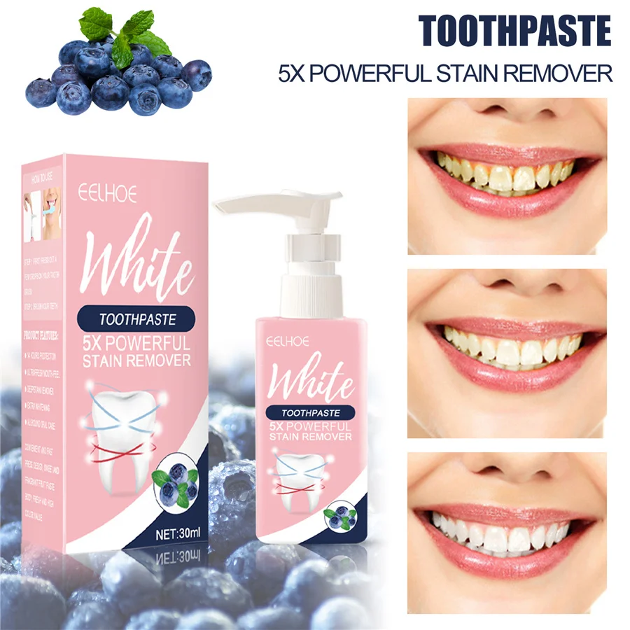 

Blueberry Toothpaste Brush Teeth Whitening Cleansing Remove Plaque Stains Fresh Breath Press Tooth Paste Oral Hygiene Care