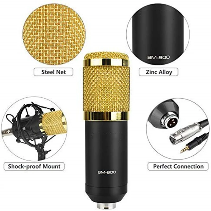 bm 800 karaoke microphone bm800 studio condenser mikrofon mic bm 800 for ktv radio braodcasting singing recording computer free global shipping