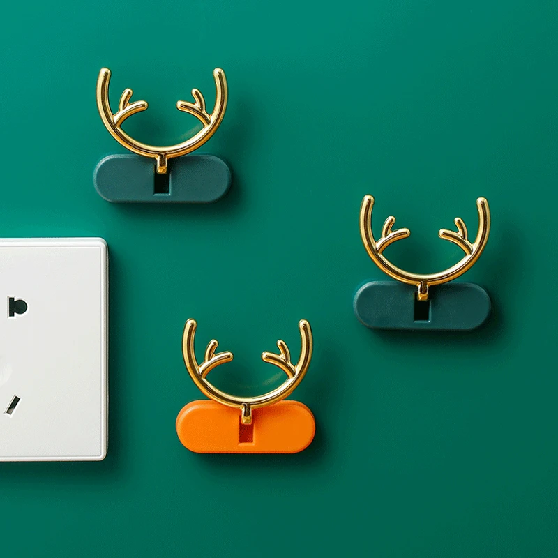 

Настенный крючок с оленем рогами, настенная вешалка для одежды, самоклеящиеся витрины, вешалка для ключей, настенные вешалки для хранения