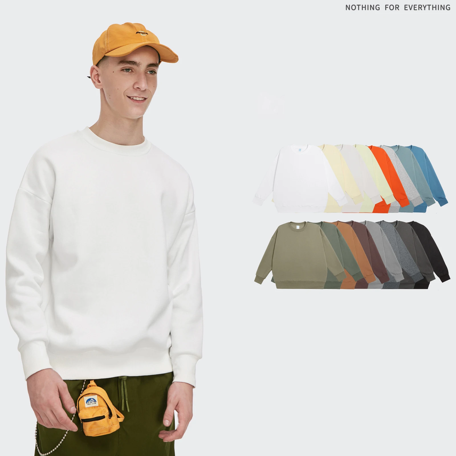 

Men's Sweater,Loose Solid Color Round Neck T-shirt,Couple Spring Clothes.