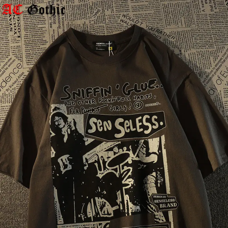 

Women's T Shirt Streetwear Character Print Short Sleeve Y2k Aesthetic Tops Oversized T-shirt Summer Loose T-shirt Women