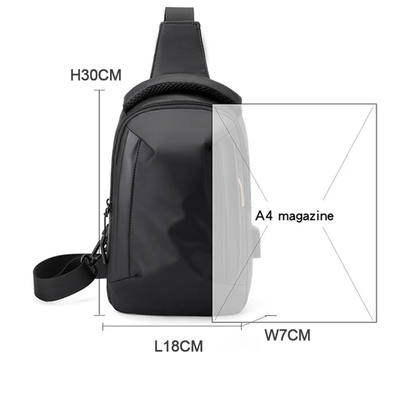 Мужская противоугонная нагрудная сумка с USB-зарядкой Портальный рюкзак через