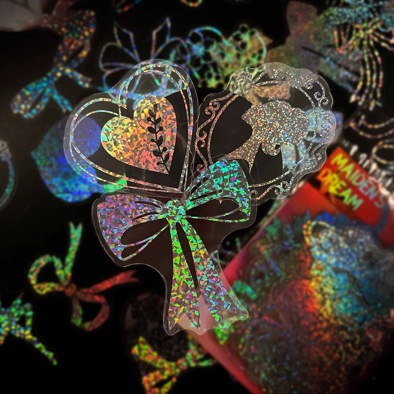 

100pcs Transparent Laser Holographic PET Sticker Pack DIY Pocket Phone Case Notebook Scrapbook Waterproof Sticker Toy Gift