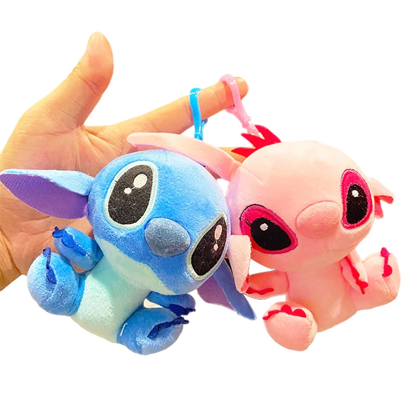 

Disney Lilo & Stitch Angel Keychains Accessories Kawaii Pendants Couples Style Plush Toys Dolls Mini Soft Stuffed Cute Lovely