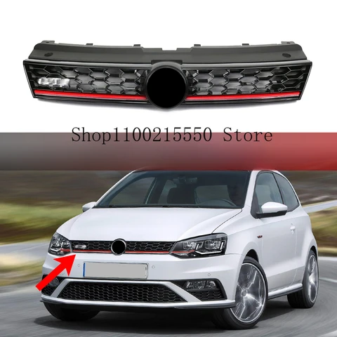 Решетка радиатора для переднего бампера автомобиля GTI, сетчатые гоночные решетки для Volkswagen VW Polo 2014, 2015, 2016, 2017, 2018