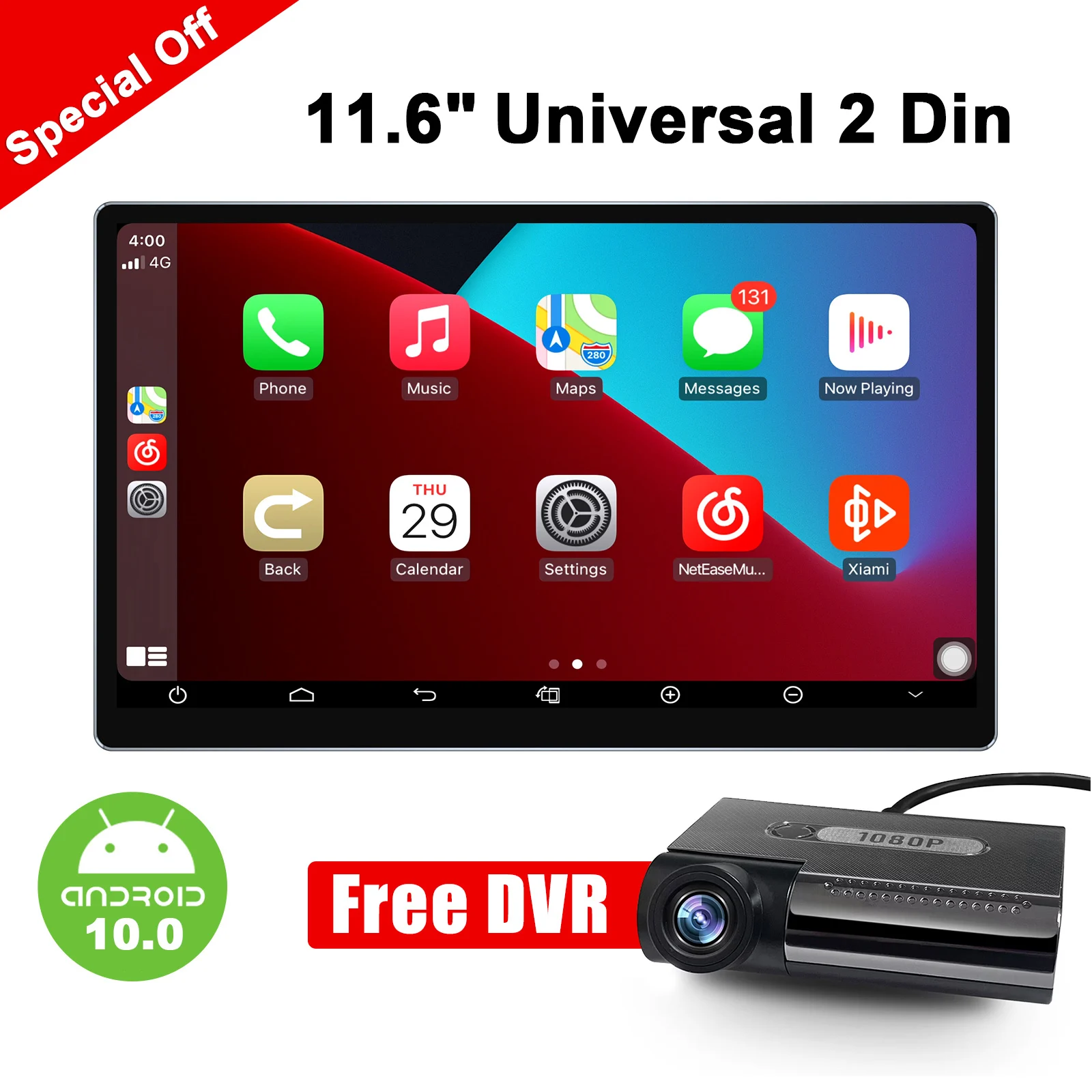 Мультимедийная магнитола 11 6 дюйма 1920*1080 8 + 128 ГГц Android |