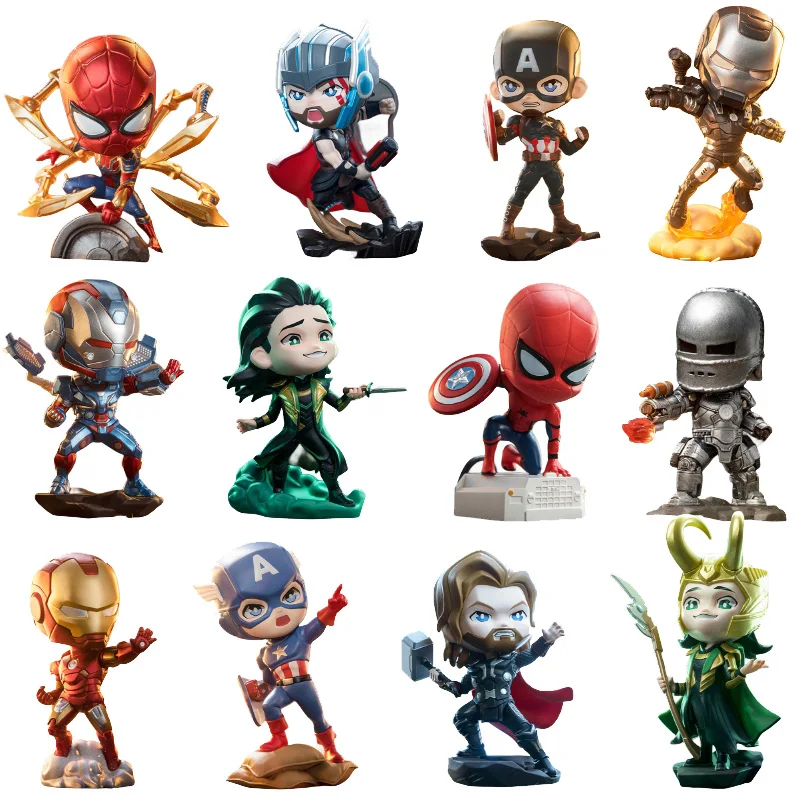 

12pc Pop Mart Wireless Legend Series Iron Man Captain America Thor Spider Man Loki Patriot Action Figure Toys Hero Model Gifts