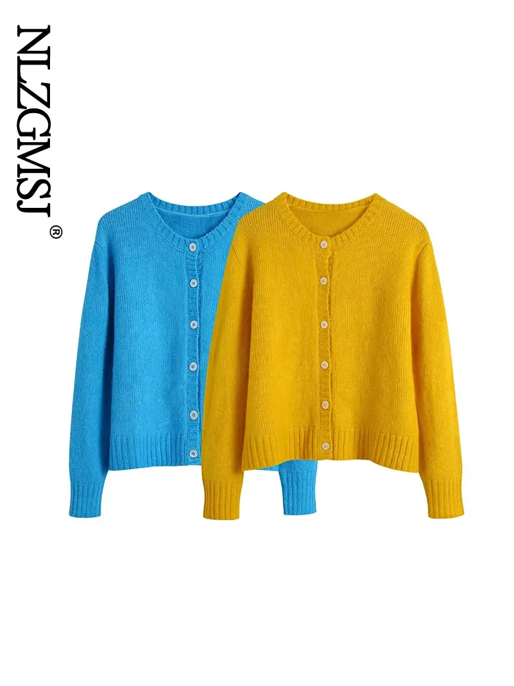 

Женский модный осенний Повседневный Кардиган Nlzgmsj 2022, однобортный элегантный винтажный свитер с длинным рукавом, однотонная вязаная верхня...