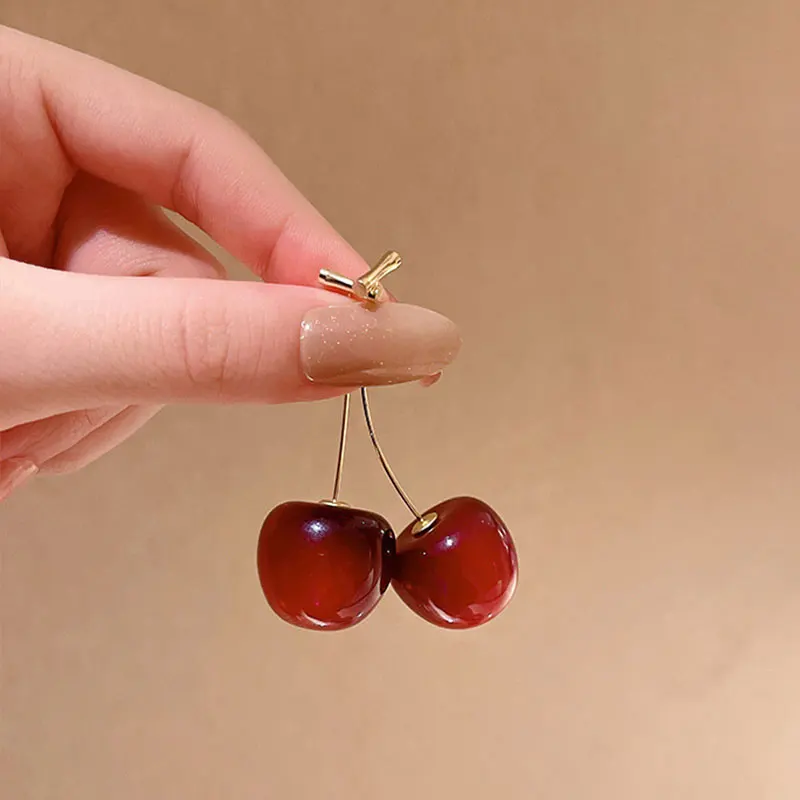 

Fashion Sweet Cherry Drop Earrings Temperament Fresh Fruit Dangle Earrings Resin Wedding Party Jewelry Accessory Girl Gift