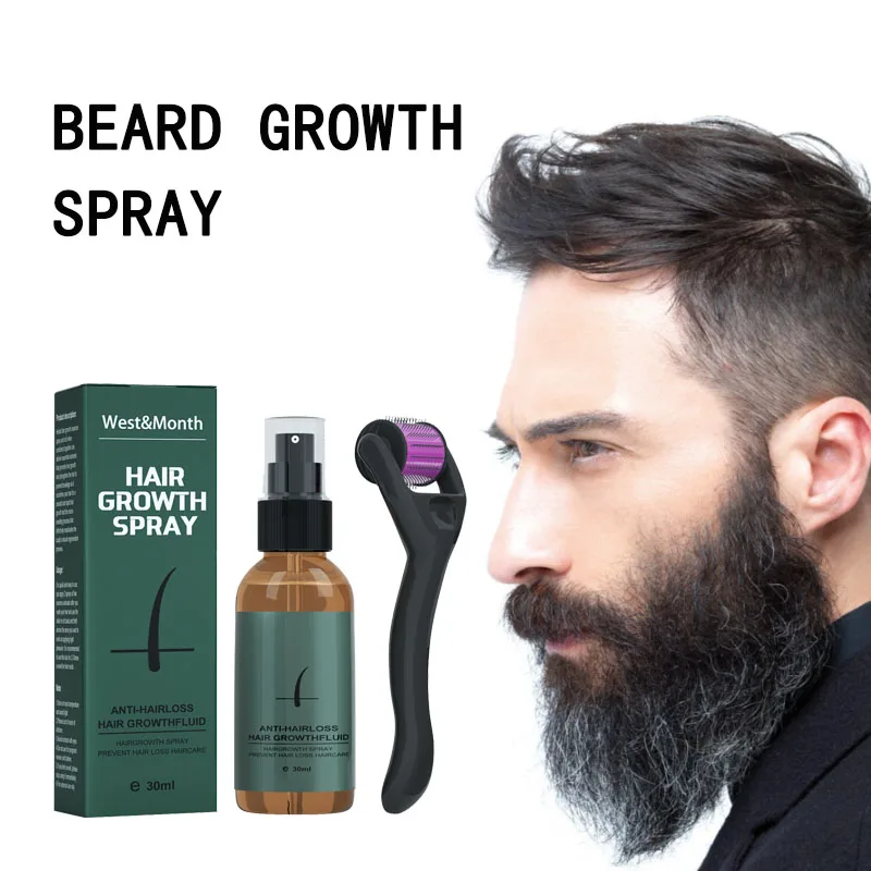 

Men Beard Growth Roller Kit Men's Beard Grow Spray 30ml Enhance Beard Dense Set Nourishing Thickening Anti Hair Loss Care