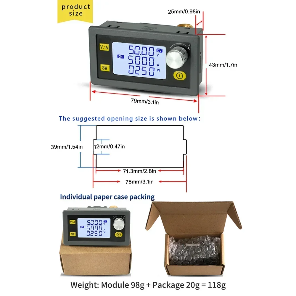 XY5005E DC Понижающий преобразователь постоянного тока Регулятор переменного