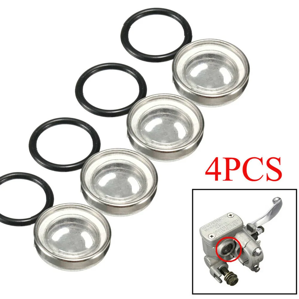 

4pcs 18mm Motorcycle Bike Brake Master Cylinder Reservoir Sight Glass Len Gasket Comes With The Proper Gasket For Sealing