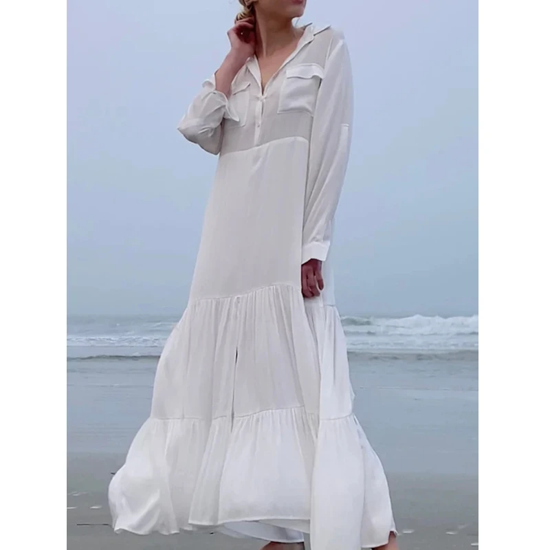 Женское платье-макси с карманами