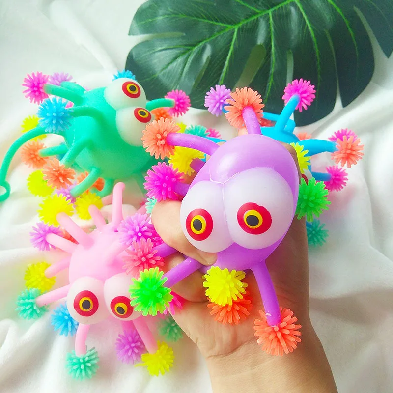 

can be inflated Tricky protruding eye snow ball to vent elastic flash hair ball snow ball glowing toy stress reliever toys
