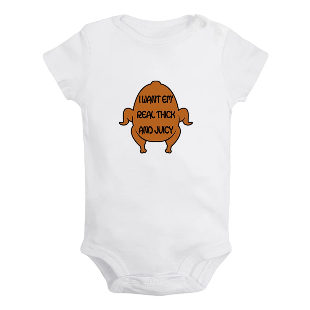 

I Want EM' Real Thick And Juicy Cute Baby Rompers Baby Boys Girls Fun Print Bodysuit Infant Short Sleeves Jumpsuit Kids Clothes