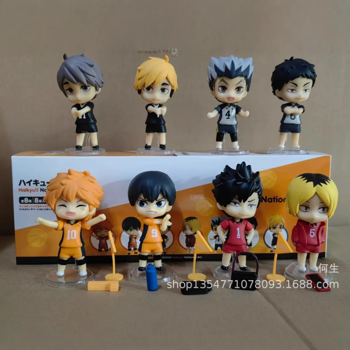 Фото Набор из 8 фигурок Haikyuu, 8 см, аниме-мерч, милые куклы Хината, Козуме, Тобио, стоячие модели, украшения для рабочего стола, подарок №1