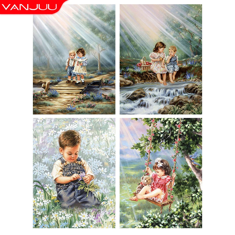 

5D Diamond Painting Portrait Full Drill Diamond Mosaic Child Cross Stitch Kits DIY Rhinestones Home Wall Decor Gift