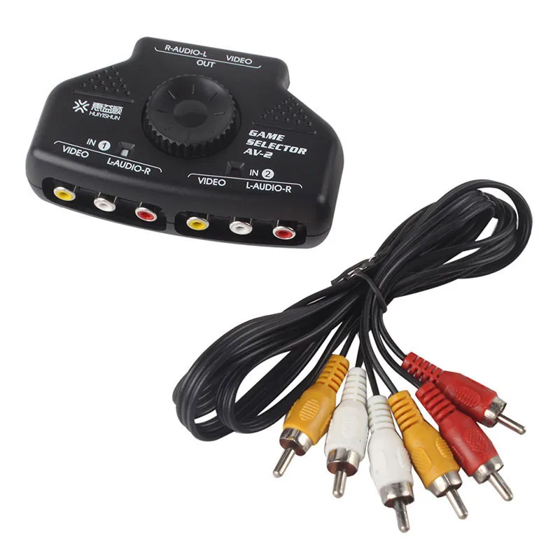 Audio Video AV RCA Switch Selector Box Splitter w/3 Cable for XBox PS2 |