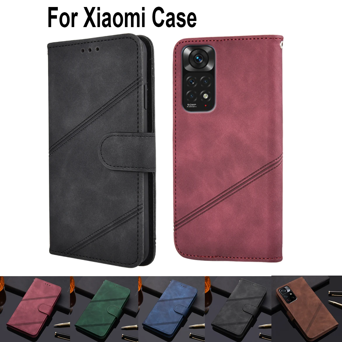 Luxury Wallet Flip Cover For Xiaomi A2 A3 Lite A1 Mix 2 2S 3 4 Play F1 Note 3 2 Protective Phone Case Leather Shell Coque Capa