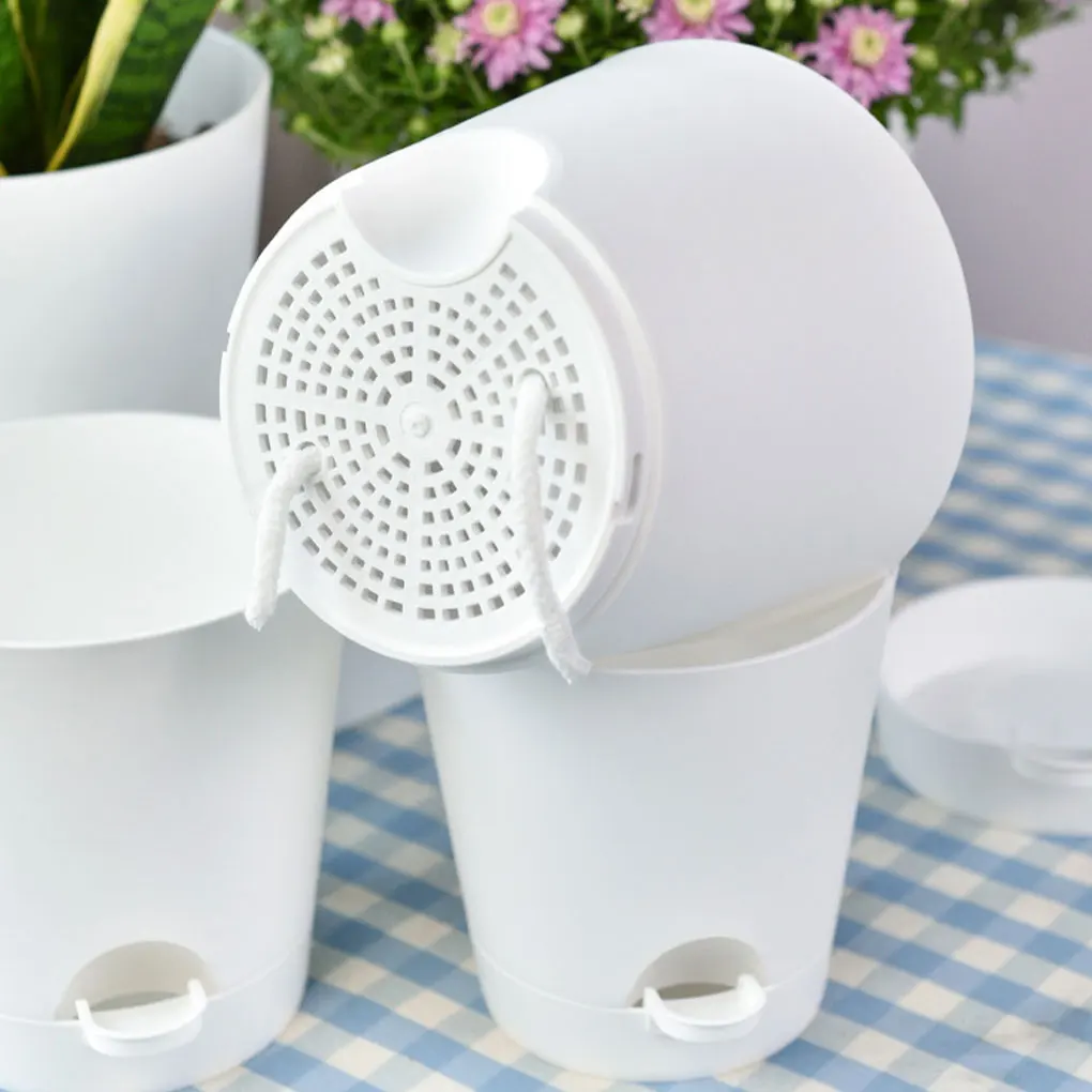 Надежные горшки для растений с самополивом набор из 6 белых горшков дренажным