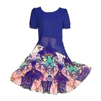 new summer floral print chiffon dress for women casual o neck short sleeve elastic high waist midi bohemian beach dresses