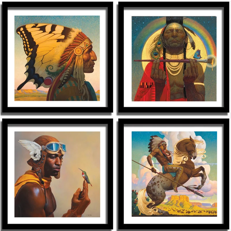 Новые американские этнические картины на холсте плакаты и принты современные