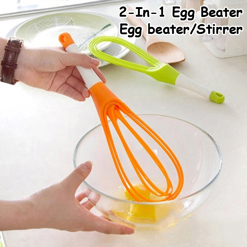 

Collapsible 2-In-1 Balloon/Flat Whisk Manual Egg Beater Foldable Egg Frother for Blending Whisking Stirring Kitchen Use Egg Tool