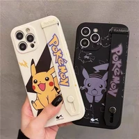 anime pokemon pikachu wristband silicone phone cases for iphone 13 12 11 pro max xr xs max 8 x 7 se couple anti drop soft cover