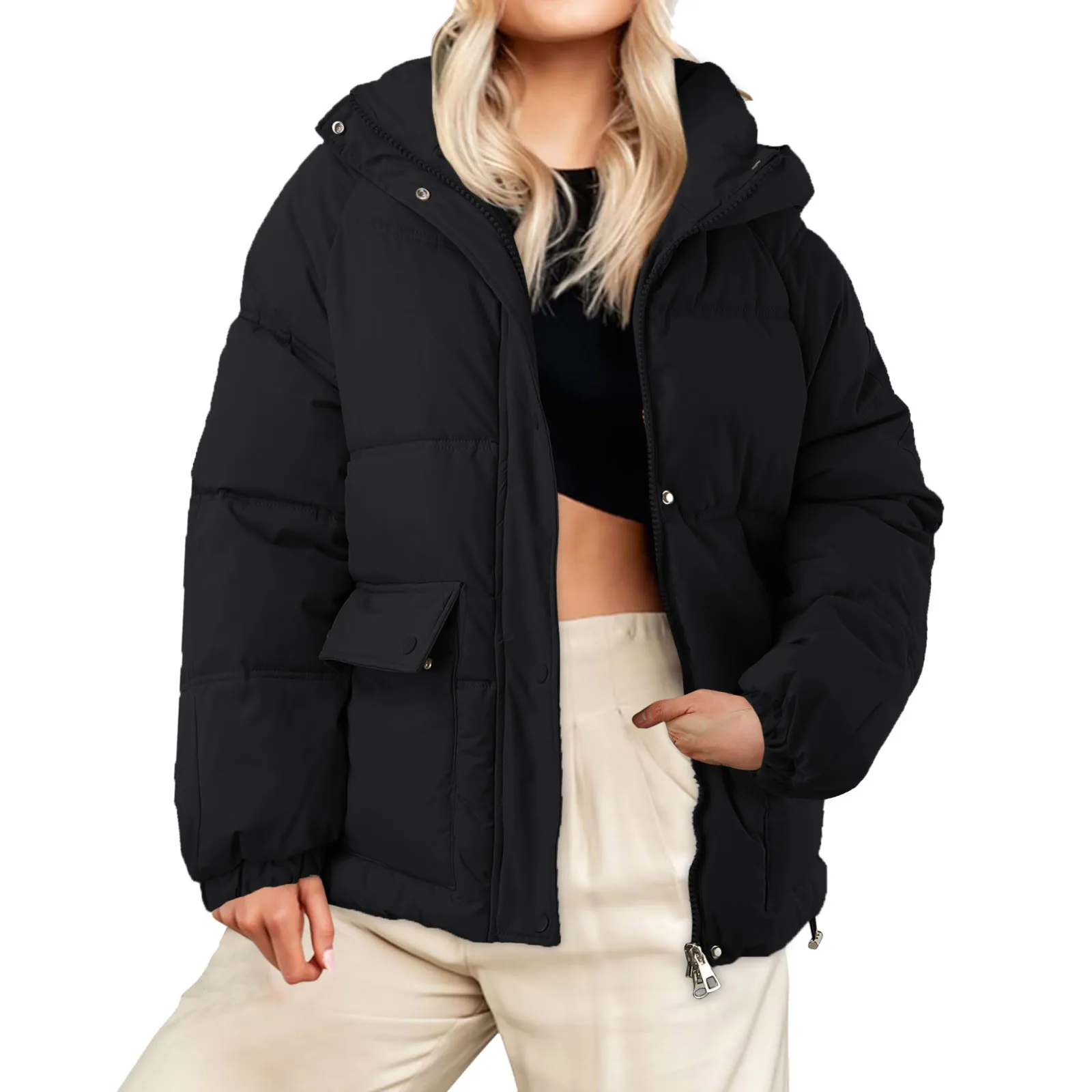 Парка женская зимняя оверсайз повседневный свободный пуховик однотонный жакет