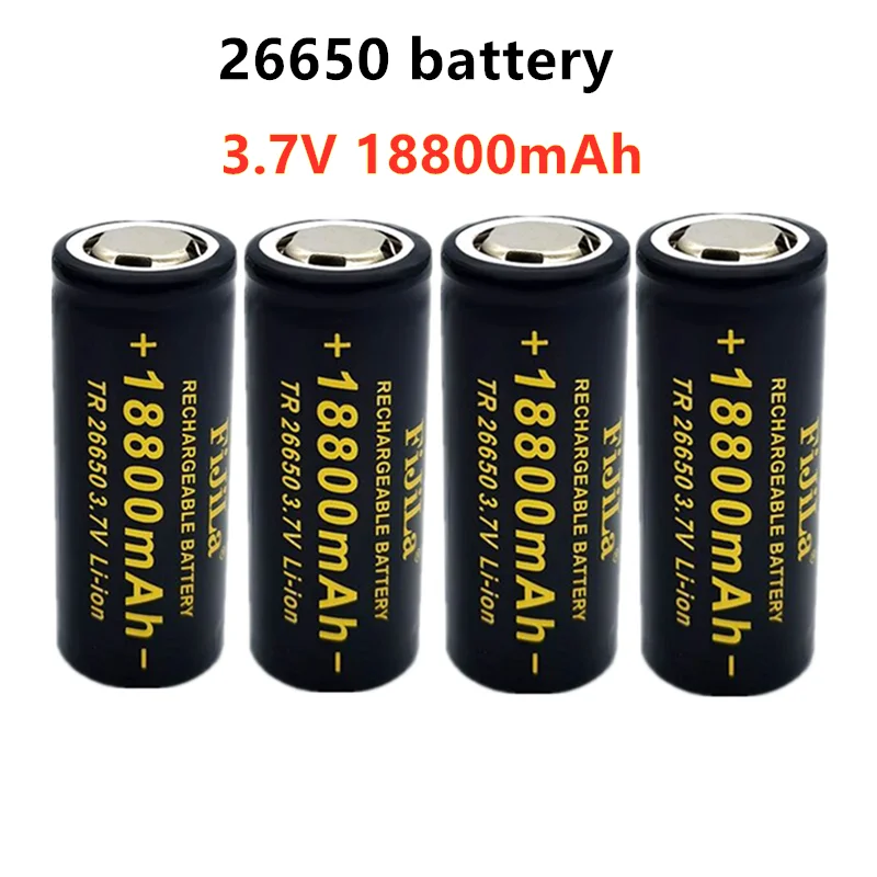 

100% Original hohe qualität 26650 batterie 18800mAh 3,7 V 50A lithium-ionen akku für 26650 LED taschenlampe + ladegerät