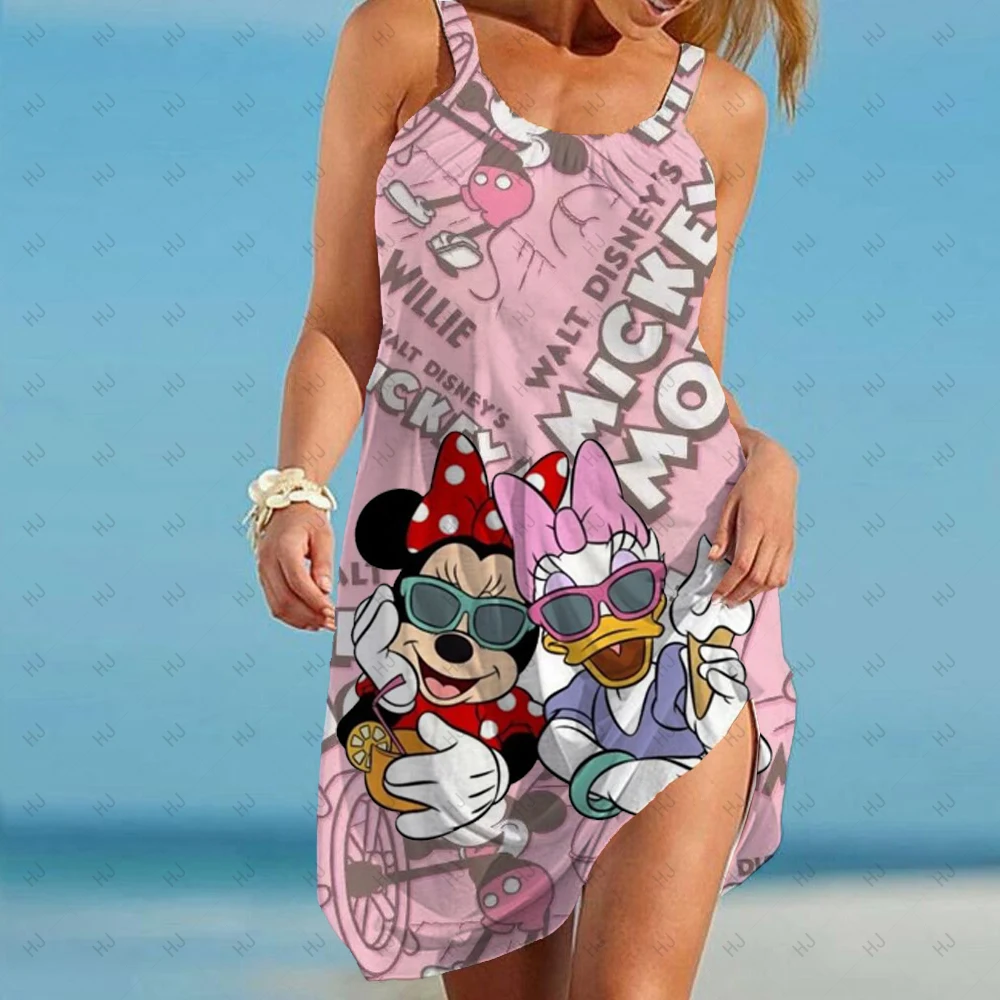 

Женское летнее платье без рукавов с принтом Минни и Микки Маус