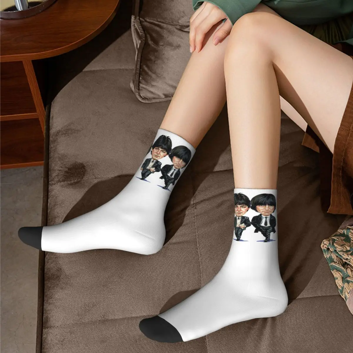 Зимние теплые мужские и женские носки Crazy Design The B-Beatle нескользящие спортивные