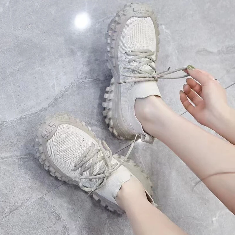 

Soft Women Sandals Fashion Mesh Breathable Shoes 2022 New Autumn Flats Lace Up Sport Walking Shoes Brand Women Platform Sandals