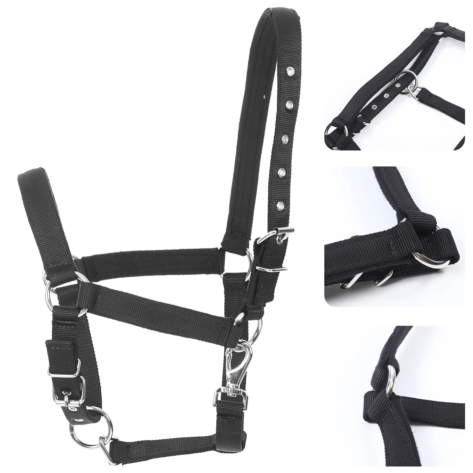 

Horse Head Collar Braided Rope Halter Equestrian Tool Supply Riding Training Field Safe Headcollar Portable