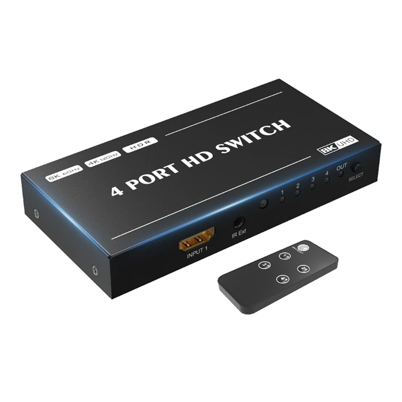 

1 Set 8K HD Switcher 4 Port HDMI-Compatible Switcher 4 In 1 Out Splitter 8K 60Hz Game Projector Home Converter