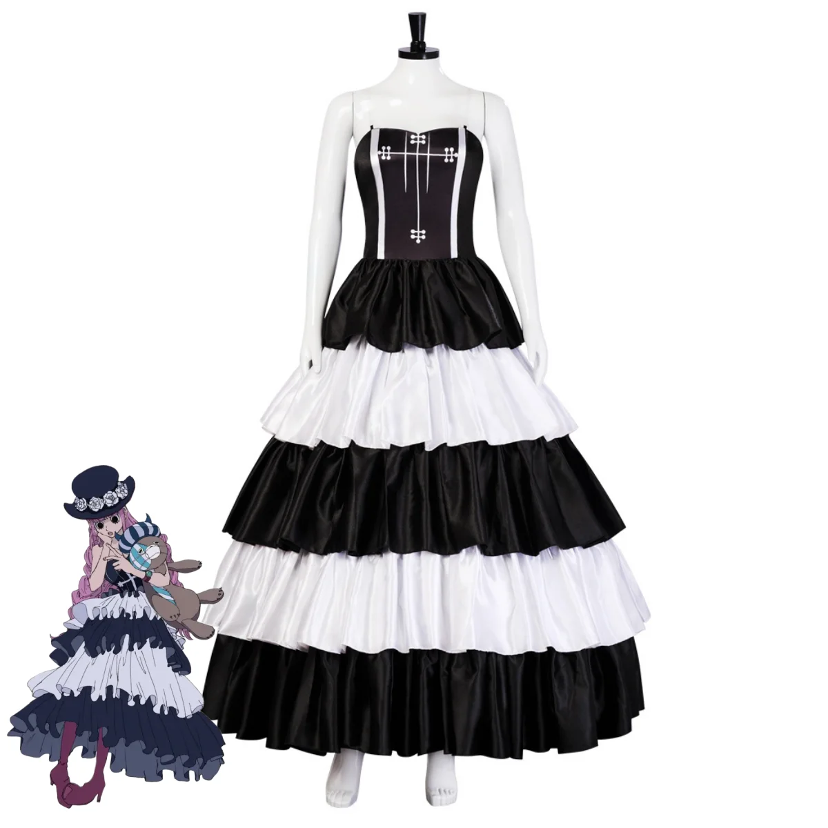 Костюм для косплея аниме Perona триллер барока шичибукай Черное вечернее платье