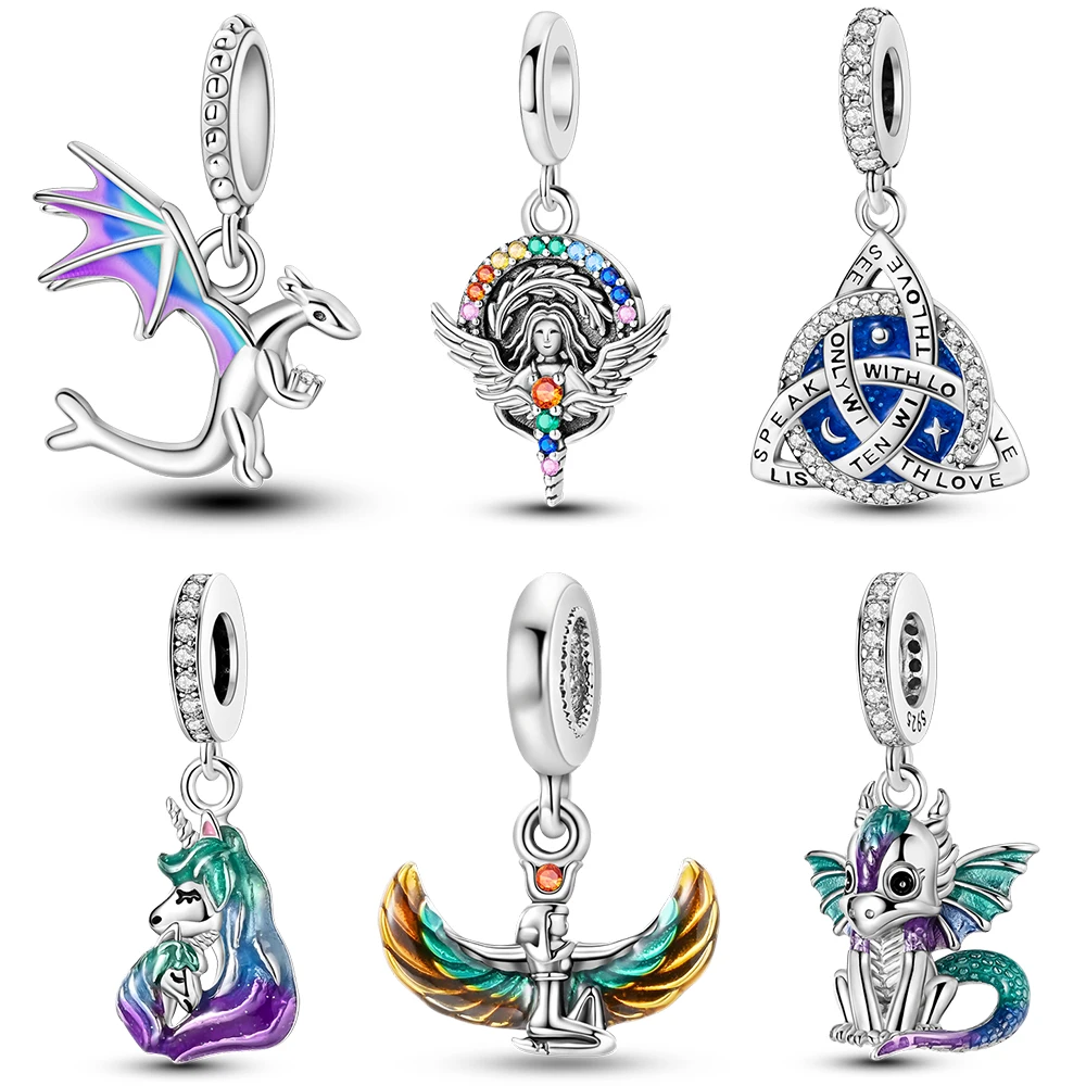 Мифическая серия стерлинговое серебро 925 пробы летающий дракон единорог бордина