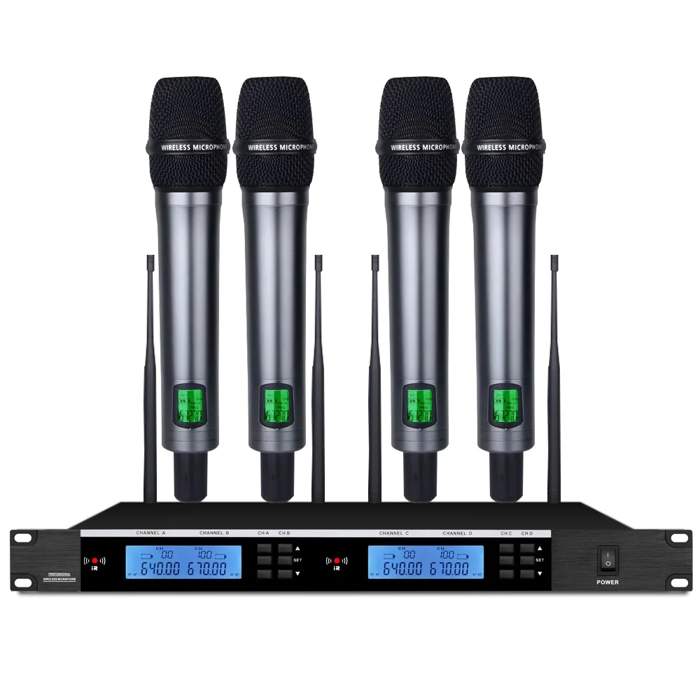 UHF Wireless Microphone Metal Shell Handheld Microphone Home Karaoke Performance Stage Microphone Frequency: 910-950Mhz