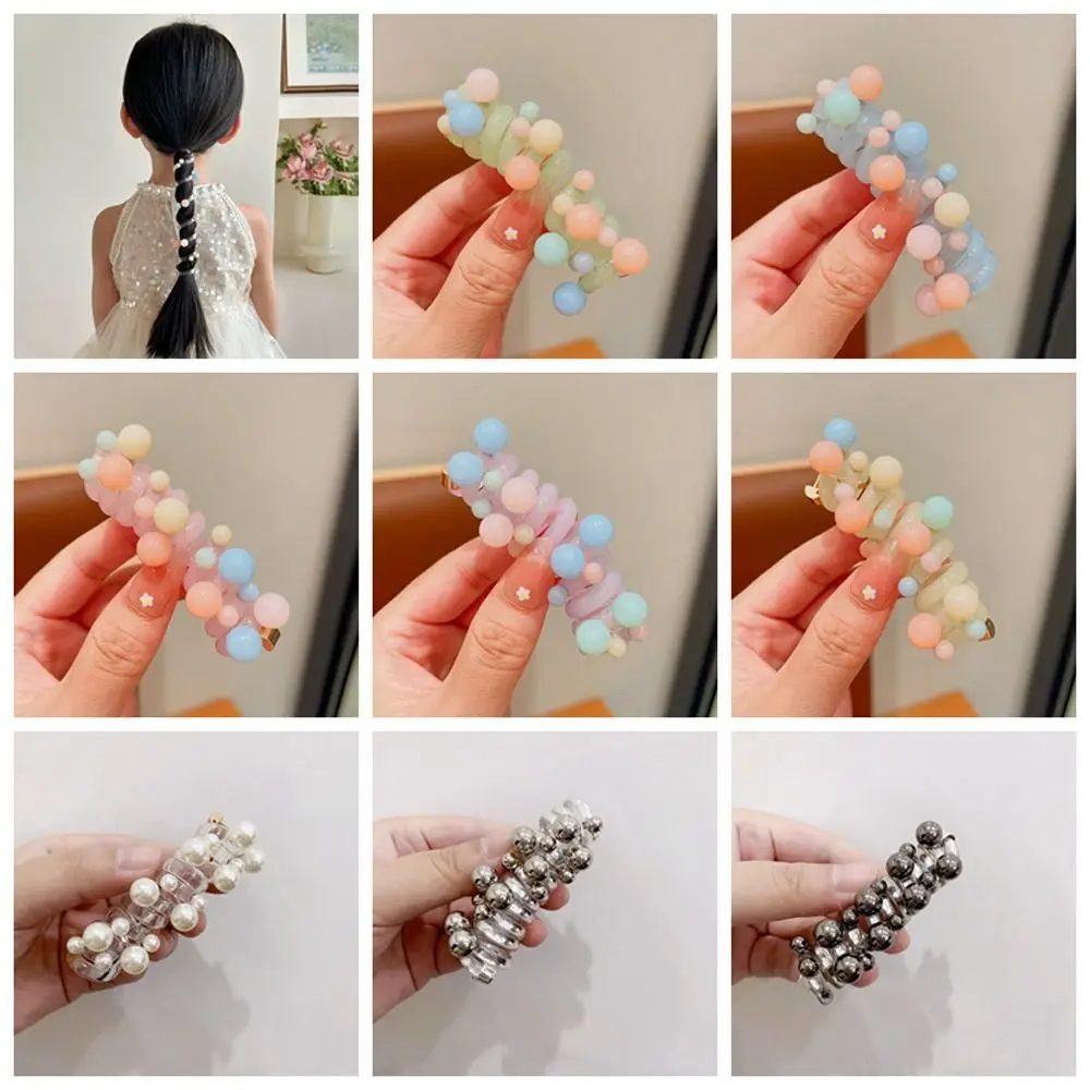 Бусины телефонная линия веревка для волос прямой корейский стиль прозрачный