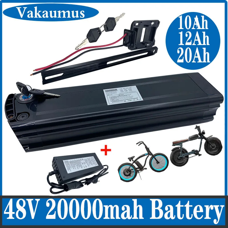 

500W 48V 16AH 20AH Silver Fish Electric Bicycle Battery Pack 1000W 48V Lithium Battery 18650 21700 Ebike Bateria With USB Port