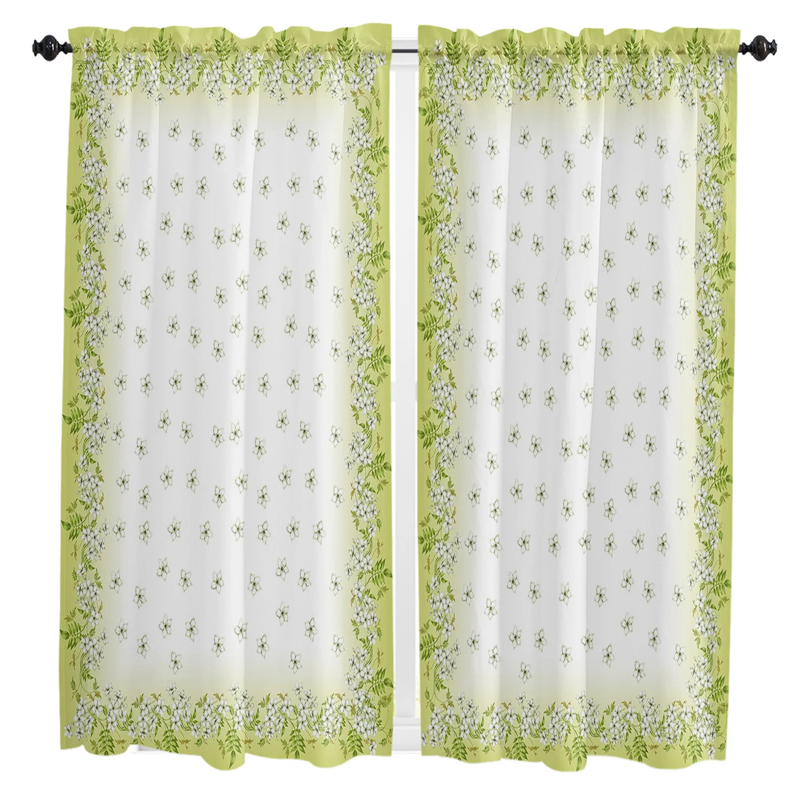

Gradient Green Jasmine Wrap Curtain Home Decoration Living Room Short Curtains Window Treatments For Kitchen Bedroom