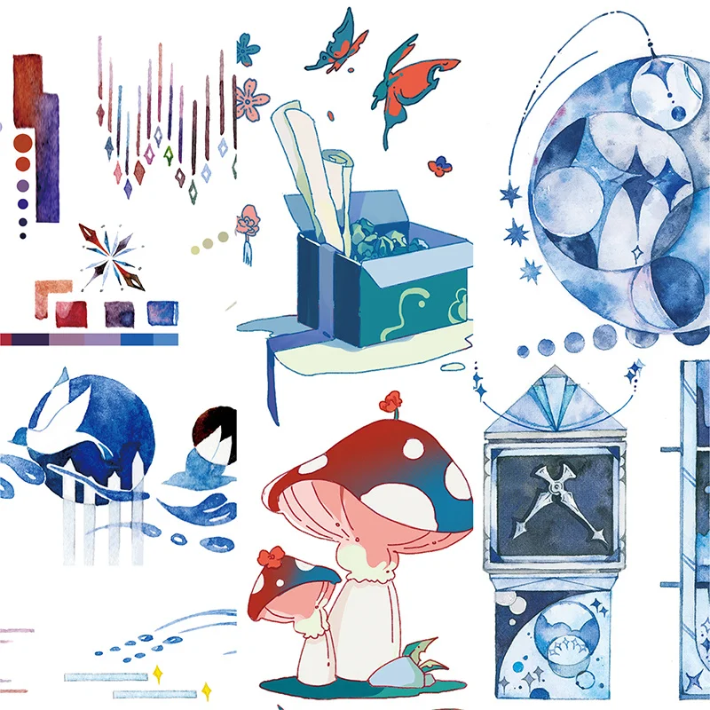 

New Collage Washi Tape Sticker Fantasy Nigt Time Laboratory Travel Special Oil