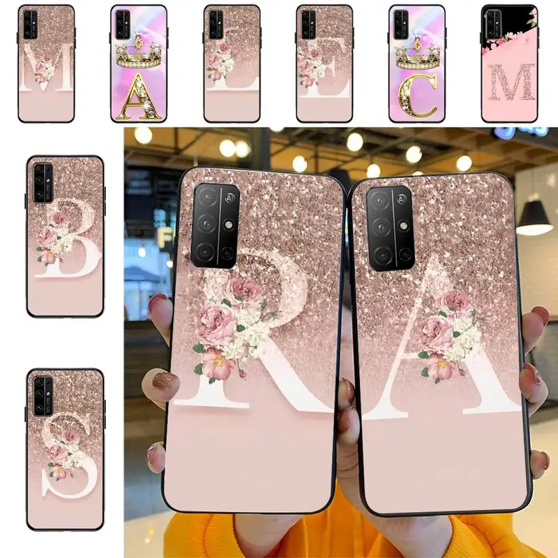 

Letter Pink Shiny M R Phone Case For Huawei Honor 10Lite 10i 20 8x 10 Funda for Honor9lite 9xpro Coque