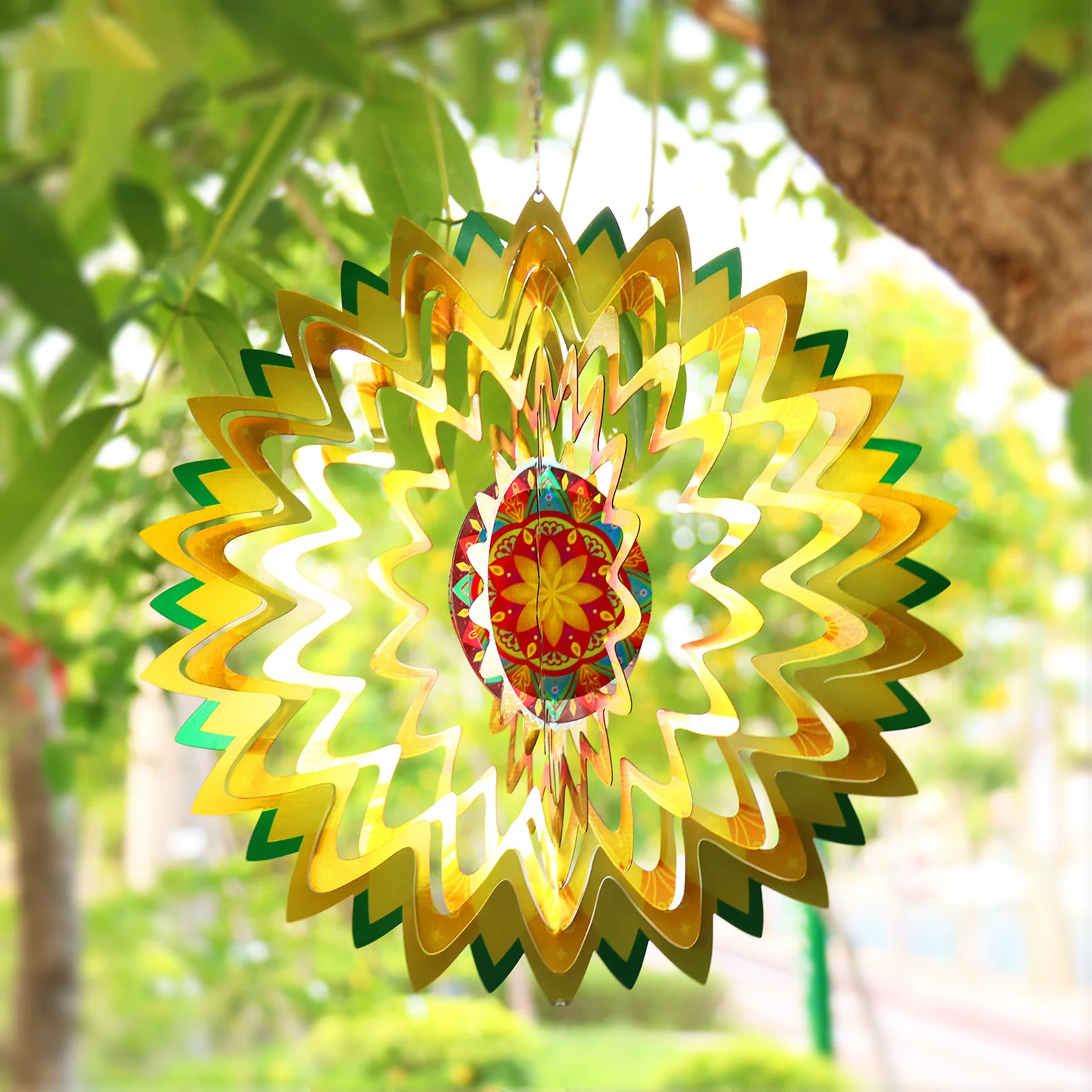 

Wind Spinner 12 inch 3D Stainless Steel Flower Wind Spinner Outdoor Hanging Garden Decoration