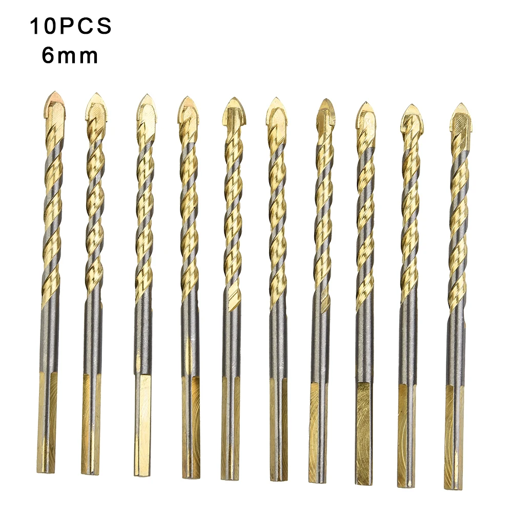 

10Pcs Triangle Drill Bit 6mm Bit 100mm Length For Glass Ceramic Concrete Hole Punching Woodworking Carpentry Electric Drill Part