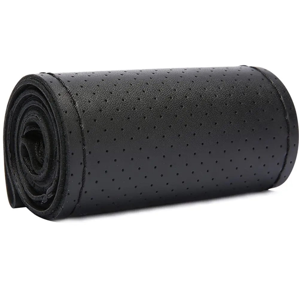 

Натуральная кожа, чехол на руль автомобиля, 38 см, оплетка из воловьей кожи, чехол на руль с игольной нитью, противоскользящий